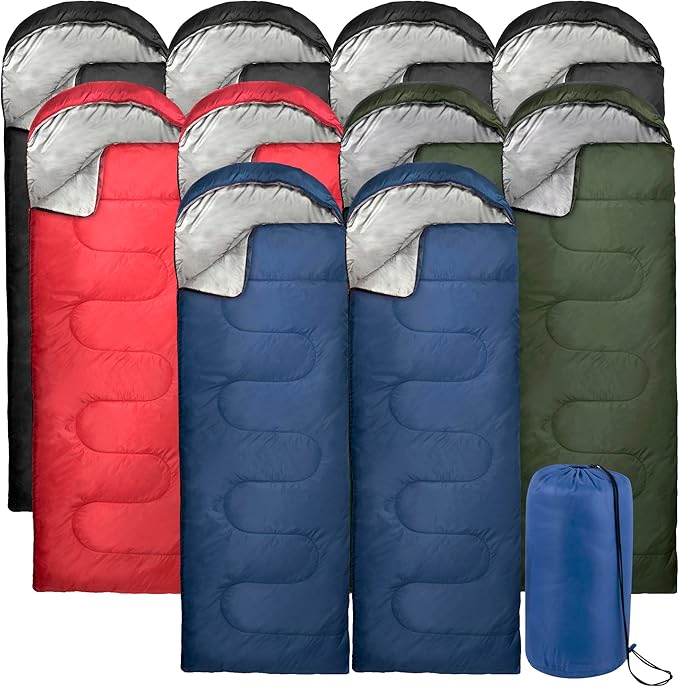 10 Pack Sleeping Bags for Adults Cold Weather Bulk for Homeless People 4 Seasons Warm or Cold Lightweight Indoor Outdoor Backpacking Camping