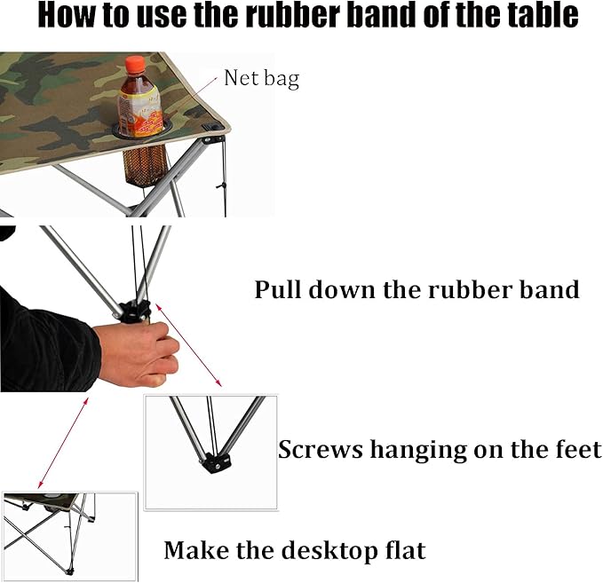 Camping Table Chairs Outdoor Portable Camouflage Table and Chair Set with Handbag and 2 Cup Holders 45x45x40cm