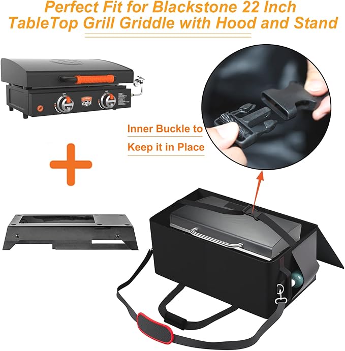 22 inch Griddle Carry Bag for Blackstone 17 Inch Grill &amp 22 Inch Griddle with Hood and Stand 22 Tabletop Grill Carry Bag for Blackstone Models 1891 &amp 1814 Water-Resistant 22 Grill Carry Ba