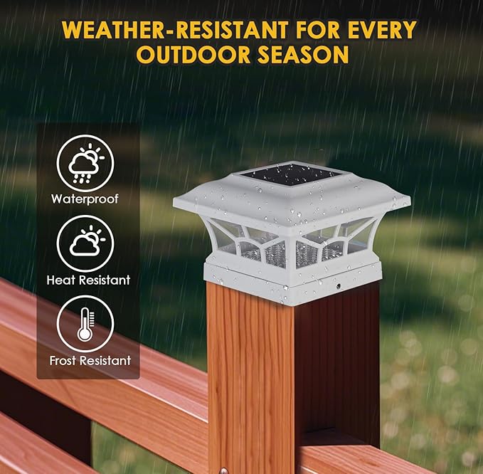 4 Pack Solar Post Cap Lights Outdoor Waterproof Fits 4x4 5x5 6x6 Wooden &amp Vinyl Fence Decks Edison LED Bulb with Warm &amp Cool White Light Modes (Classic White 4)