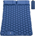 Inflatable Double Camping Mat with Pillow Build-in Foot Pump Ultralight Sleeping Air Pad for 2 Person Portable Sleeping Bed Compact for Camping Hiking Backpacking Outdoor (Blue Double)