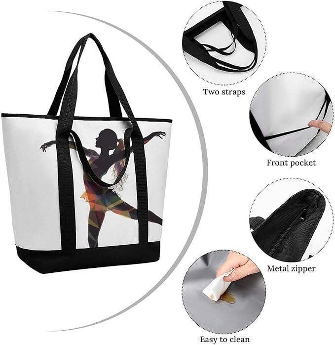 Insulated Shopping BagLarge Reusable Cooler Bags A Dancer Printed Foldable Shopping BagTravel Waterproof Shoulder Bag