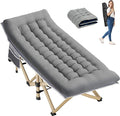 Folding Camping Cot for Sleeping Portable Cots for Adults Heavy Duty Cot Bed 550LBS(Max Load) Extra Wider Cots with Large Pocket for Outdoor Office Beach