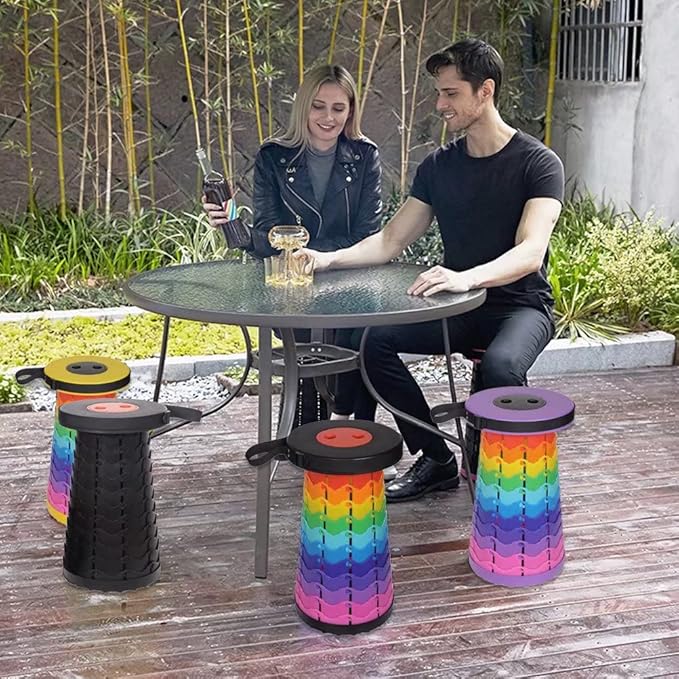 Portable Telescoping Stool for Adults Heavy Duty Plastic Collapsible Chair Can Hold 500lb Retractable Folding Stools for Fishing Hiking Traveling
