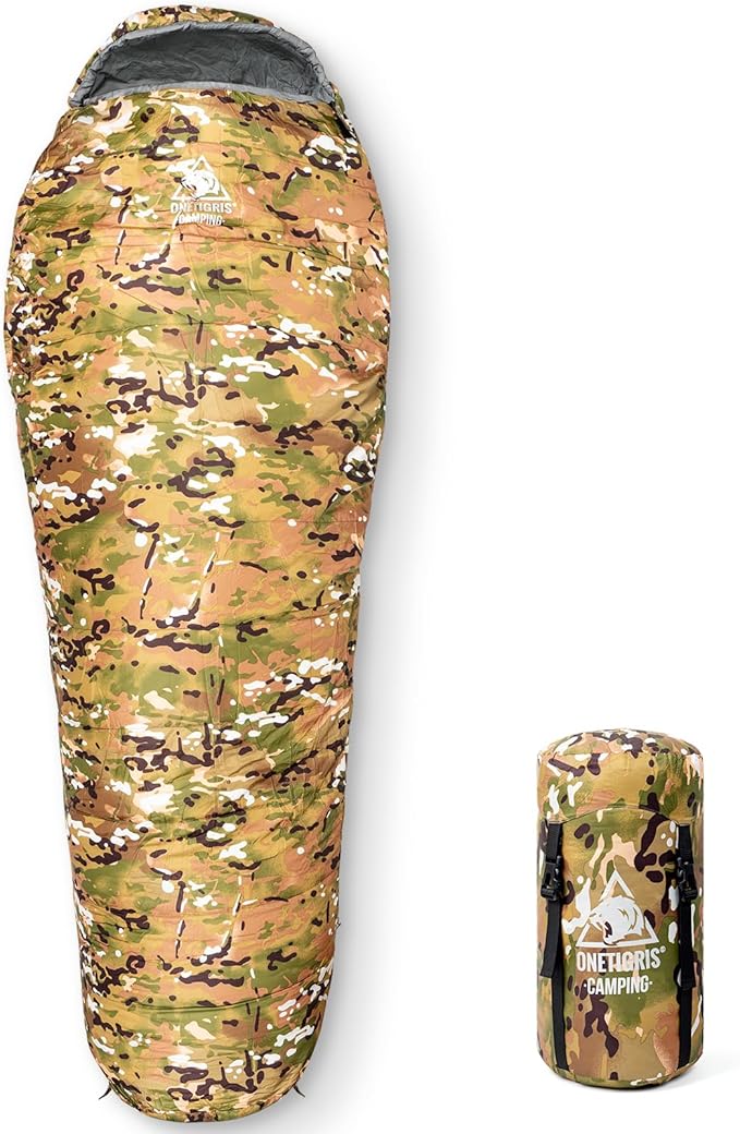OneTigris Light Patrol 4 Season Mummy Sleeping Bag 32°F Cold Weather Camping Bags for Camping Hiking Backpacking Survival Gear