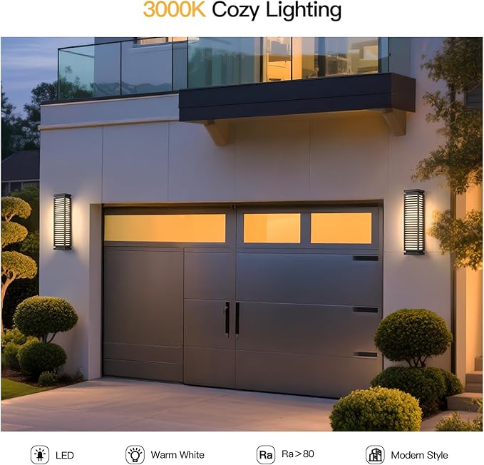 23.6 Outdoor Wall Lights Hard Wired Outdoor Wall Sconce Waterproof Front Porch Light 3000K Exterior Lighting Fixture Patio Wall Light Fixture for House Outside Exterior Entrance Patio