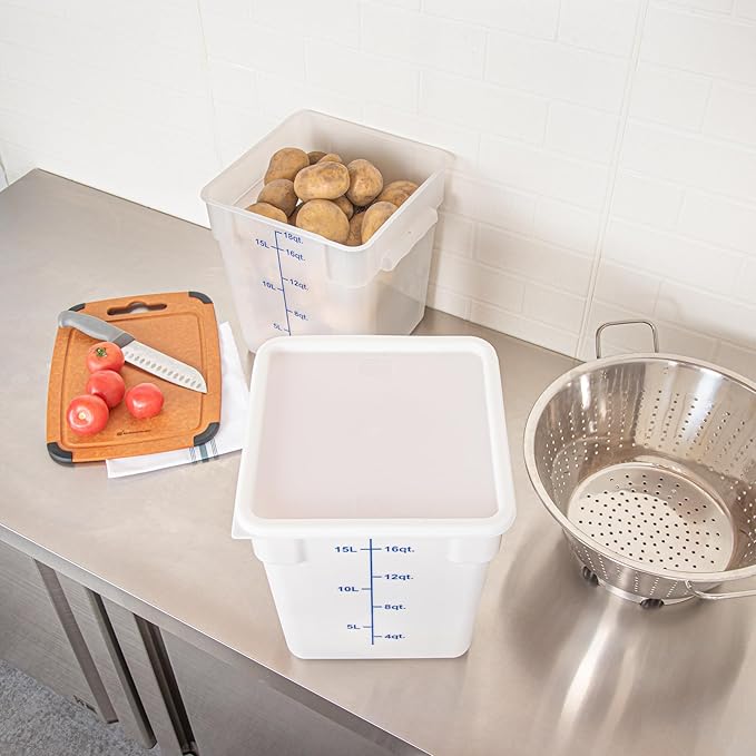 Restaurantware-LID ONLY: Met Lux Food Container Lid 1 Square Cover For Storage Container - Containers Sold Separately With Pull-Corner Tab White Plastic Dishwashable Freezable