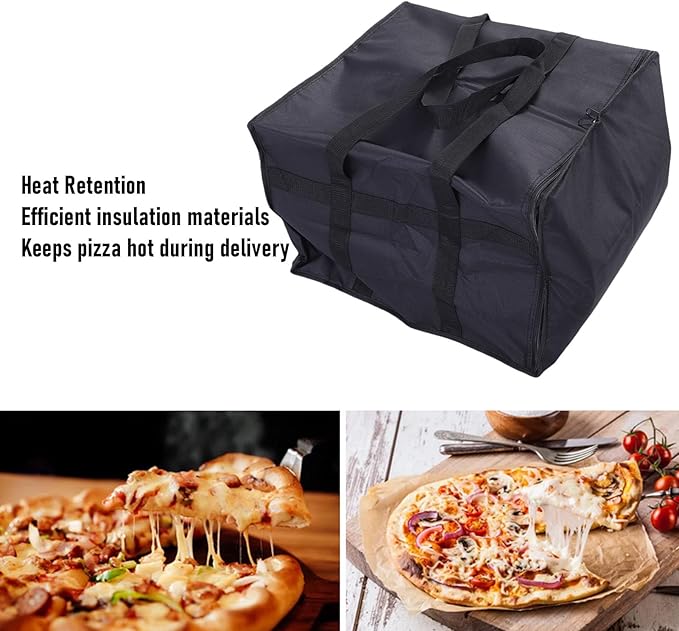 Pssopp Insulated Pizza Delivery Bag 20 x 20 x 14 Inch Portable 600D Oxford Fabric Thermal Food Bag Carrier for Grocery Shopping Catering