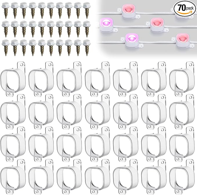 70 Sets Light Clips for Govee H706 H806 Mounting Clips with 140 Screws Compatible with Govee Pro Permanent Outdoor Lights Extension Install Firmly (Clear)