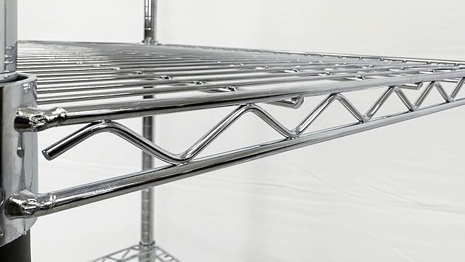 Commercial Chrome Wire Shelving Rack All Stainless-steel Heavy Duty 4 Tier Wire Shelf W60xD18xH71 for Storage ETL