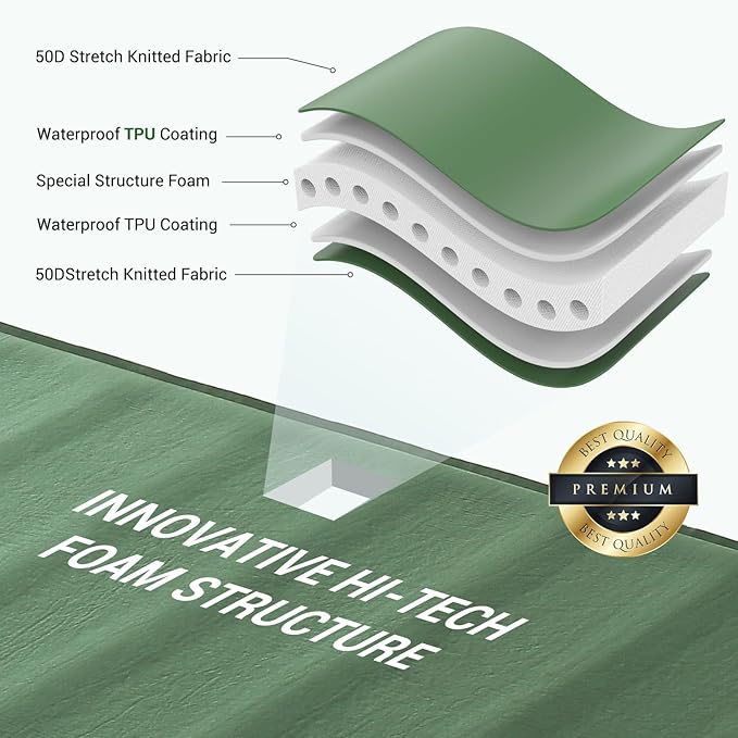 Elegear CumbreX™ Air &amp Foam Self Inflating Sleeping Pad Built-in Electric Pump 4 Ultra-Thick Memory Foam Camping Mattress with Pillow Double Camping Pad 4-Season R-value 9.5 Camp Mat for Travel