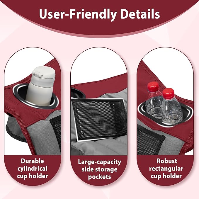 Oversized Camping Chair Portable Folding Camping Chairs with Side Pocket Cup Holder and Carry Bag Heavy Duty Outdoor Camping Chairs for Adults Fishing Sports Trip up to 400lbs Style 3