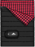 AGEMORE Cotton Flannel Double Sleeping Bag for Camping Backpacking Or Hiking. Queen Size 2 Person Waterproof Sleeping Bag for Adults Or Teens. Lightweight with Compression Sack