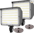 2Pack Dusk to Dawn Outdoor 100W LED Flood Light with Knuckle (Plate Included) 14000LM 1000W Equiv. 100-277V 5000K ETL Commercial Waterproof LED Floodlight Fixture Security Lighting for Parking Lot