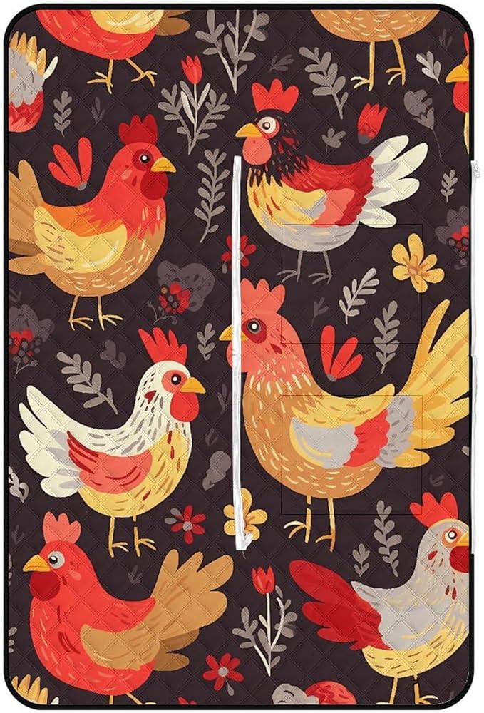 Zipper Cute Rooster Chickens Style Picnic Mat Suitable for Travel Camping Park Or Home Use