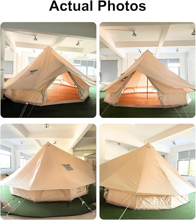 Bell Tent Rain Cover Protector with Stove Jack and Roof Vents for CampingWaterproofPU5000Glamping Bell Tent Rain Fly with Stove Jack4 Season(Beige for 13ft(4m) Size)