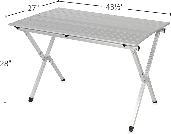 Camco Aluminum Roll-Up Table with Carrying Bag | Lightweight &amp Easy-to-Carry | Comfortably Sits 4-6 People | Ideal for Tailgating Camping The Beach Parties &amp More (51892)