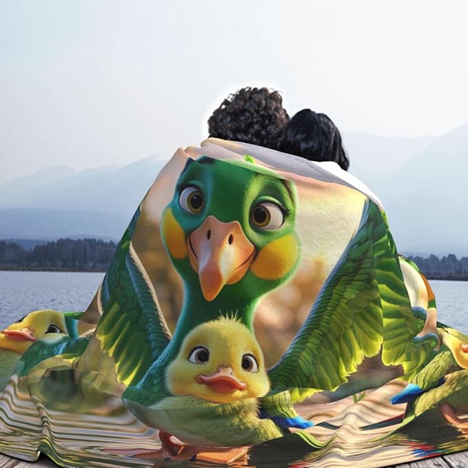 a Green Parrot 50x40 Printed Soft Fleece Blanket for Sofa Bed and Camping - Cozy Blanket for Travel Picnics Nighttime Use