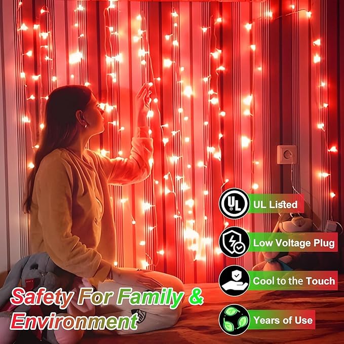 750 LED 240FT Red Valentine Lights 12 Pro Modes and Timer Memory &amp Dimmable Plug in Clear Wire Indoor Valentine Room Light for for Xmas Bedroom Yard Tree Wedding Party Waterproof Decor