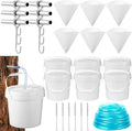 6 Sets Maple Syrup Tapping Kit Maple Sugar Starter Kit Included 3 Buckets with Lid 3 Metal Maples Syrup Taps 3 Maples Syrups Filters 1 Syrups Tube 1 Cleaning Brush for Spiles (White)