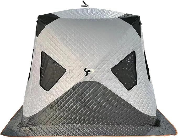 Portable Ice Fishing Shanty Large Ice Shack Windproof Ice Fishing Shelter Insulated Ice Fishing Pop-Up Tent for 3-4 Person