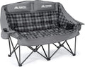 Padded Double Camping Chair High Back 2 Person Camping Chair Oversized Camping Loveseat Support 800LBS Heavy Duty Camping Couch with Cup Holders Cooler Carry Bag Blue