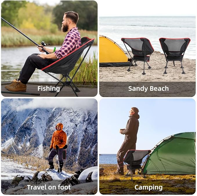 Portable Camping Chair Ultralight Durable Foldable Chair for Outdoor CampTravel Beach Picnic Garden Sport Sturdy Frame Comfortable Collapsible Lawn Chair Supports 330Lbs