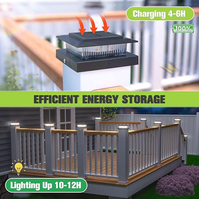 Post Cap Lights 16pack 4x4 Deck Fence Post Solar Lights Outdoor with Warm White LightingBlack Waterproof Solar Post Lights for Vinyl/Wood Posts to Decorate Fence DeckGarden Patio
