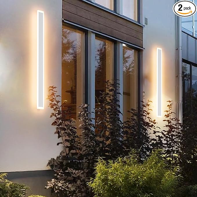 Aipsun 2 Packs LED Outdoor Wall Sconce 39.4in 3000K Exterior Light Fixtures Wall Mount Modern Porch Lights Wall Sconce Long LED Linear Outside Lighting for Garage Front DoorEntrance Hallway