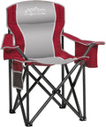 Folding Camping Chair Portable Outdoor Heavy Duty Padded Chairs Lawn Chair with Cup Holder Storage Pocket and Cooler Bag Supports 450LBS Red