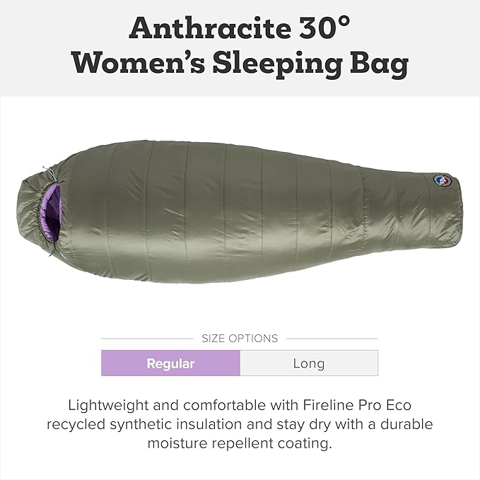 Big Agnes Anthracite - Backpacking Sleeping Bag 3 Season Lightweight Compact