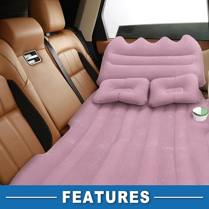 Car Air Mattress Sleeping Mat Comfortable 50.39x30.31x5.91 Back Seat Bed Camping Air Mattress Bed with Pillows for Car SUV