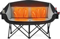apollo walker Heated Double Camping Chair - Extra Wide Heavy Duty 600lbs Camping Couch with Adjustable Heating Dual Cup Holder &amp Carry Bag Loveseat Camping Chair for Outdoor Lawn Park