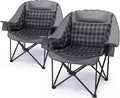 Camping Chairs for Adults 2 Pack Heavy Duty Padded Folding XL Camp Chair with Cup Holder Supports 500lbs Oversized Large Outdoor Widen Comfy Lawn Chairs for Tailgating Sports Beach