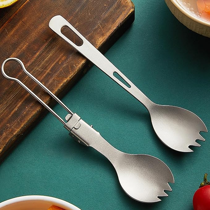 Folding Travel Camping Cutlery Set Portable Utensil Light Weight Metal Fork Spoon Chopsticks Flatware Dishwasher Safe Portable Camping Cutlery Set for Outdoor Dining Travel Hikings