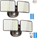 Rechargeable Battery-Powered Motion Light (1-3 Months Endurance) 2500LM Standard &amp 4000LM High-Brightness Dual Modes USB Charging Outdoor LED Flood Light for GarageYardPatioGarden (Brown) 2 P