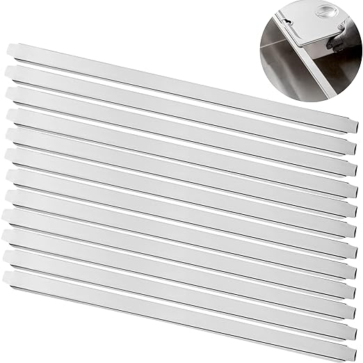 (Set of 12) 20 Stainless Steel Steam Table Adapter Bars – Hotel Pan Divider for Full &amp Fractional Size Pans Commercial Food Service Use (12 21 inches Long)