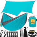 Wise Owl Outfitters Hammock &amp Rain Fly Bundle – Double Camping Hammock with Tree Straps and Waterproof Tarp Lightweight Shelter for Hiking &amp Travel