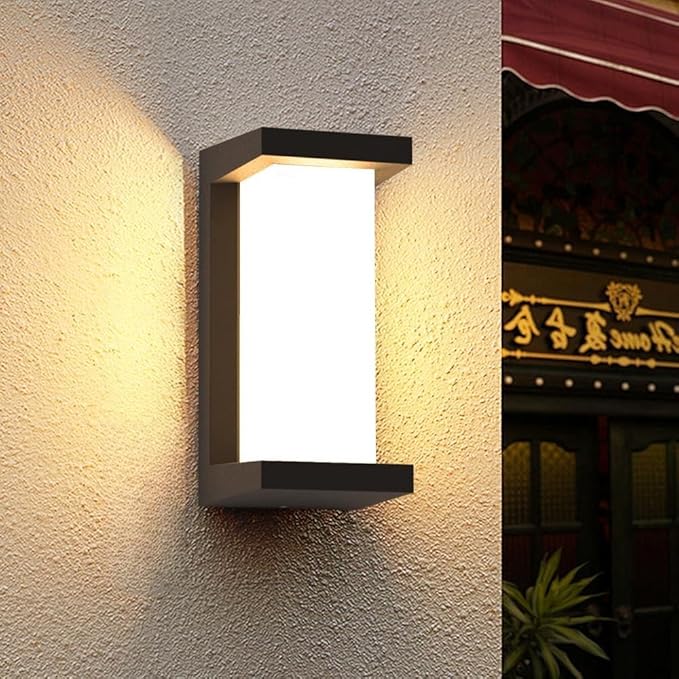 Sytmhoe Dusk to Dawn Exterior Wall LightsModern LED Outdoor Light Fixture3000k Black Wall SconceOuside Light for House Porch Patio Garage Walkway Backyard Garden