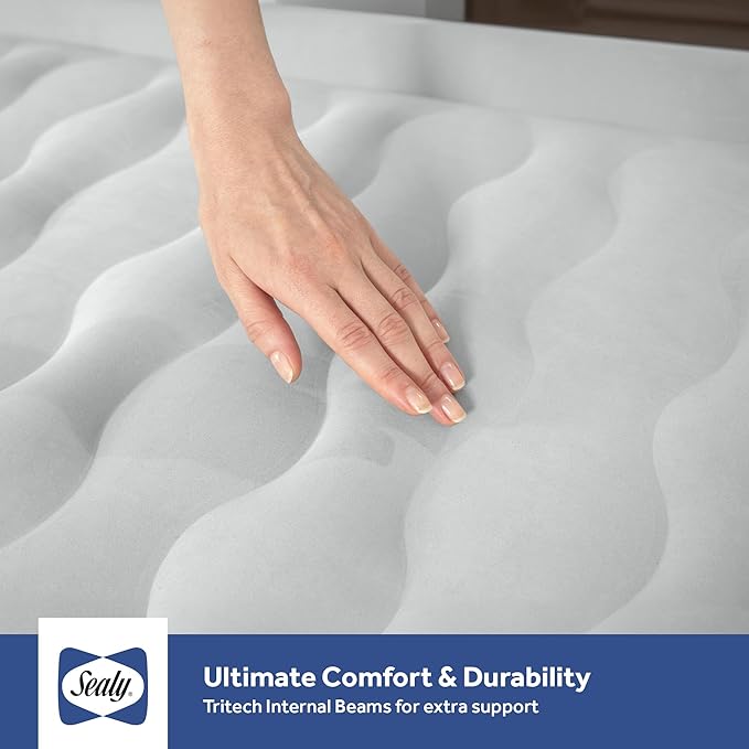 Sealy Tritech 16” Inflatable Air Mattress Bed with Built-in Pump Storage Bag and Repair Patch for Indoor and Outdoor Use Twin