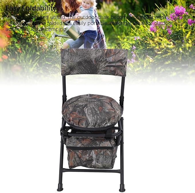 360° Swivel Chairs for Ground Blinds Portable Folding Camping Chairs for Adults Seats with Hard Arms for Fishing Camping 600D Oxford Lawn