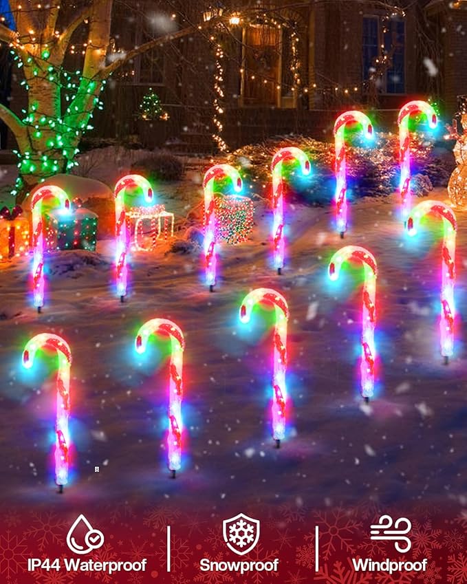FREECUBE 6 Pack Smart Candy Cane Pathway Lights with App Remote Control Music Sync Color Changing Candy Cane Lights Plug in Dimmable Multicolor Light Up Candy Canes for Walkway