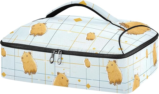 Casserole Carrier Loveliness Cute Capybaras PrintInsulated Casserole Carrier for Hot or Cold Food Thermal Lunch Tote for Potluck Parties Picnic Beach Fits 9 x 13 Inches Baking Dish