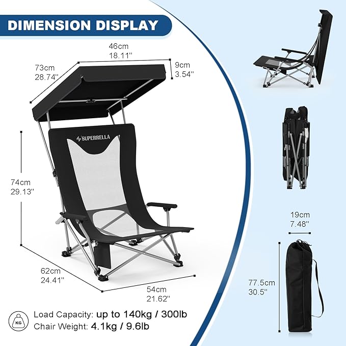 Portable Beach Chair for Adults with Cup Holder Hard Arm Folding Lawn Chairs for Outdoor Activities Camp Sports Beach Travel &amp Picnic Supports up to 400 lbs