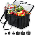 NZ home Insulated Bags for Food Delivery (Large) Grocery Shopping Cooler Bag Pizza Delivery Hot &amp Cold Catering Tote Reusable Foldable &amp Heavy Duty (2 Pack Black)