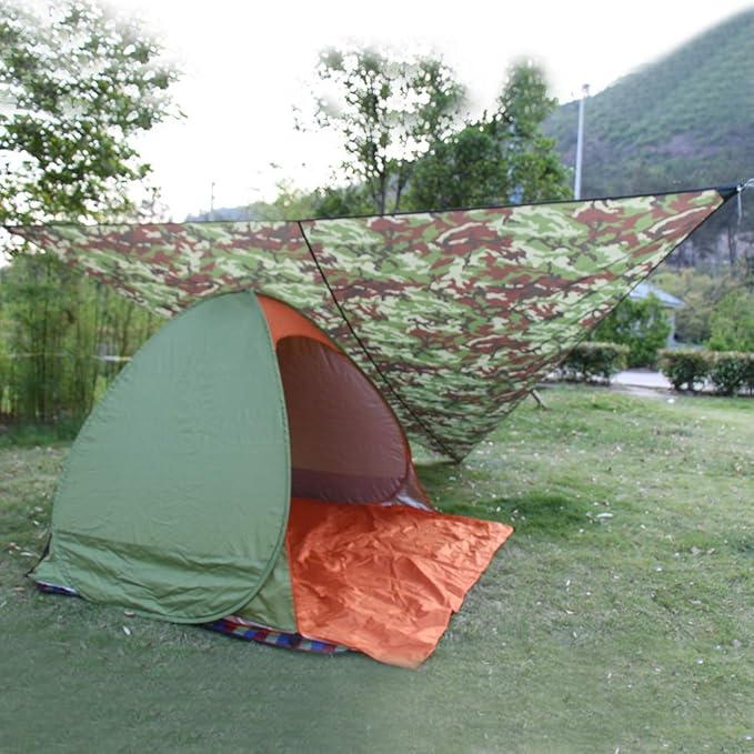 Super Large Sunscreen Camping Awning Portable Windproof Triangle Canopy 3x3x3m Silver Coated Cloth - Up to 95% Protection Durable Outdoor Floor Mat for Garden and Lawn (5 * 5 * 5M)