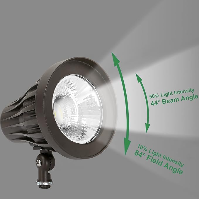 GKOLED 44° Beam Angle 30Watt Bullet/Round LED Spotlight 120-277V 4000K Cool White 3230 Lumens Outdoor Landscape Flag Pole Light Fixture UL Listed Aluminum Dark Bronze