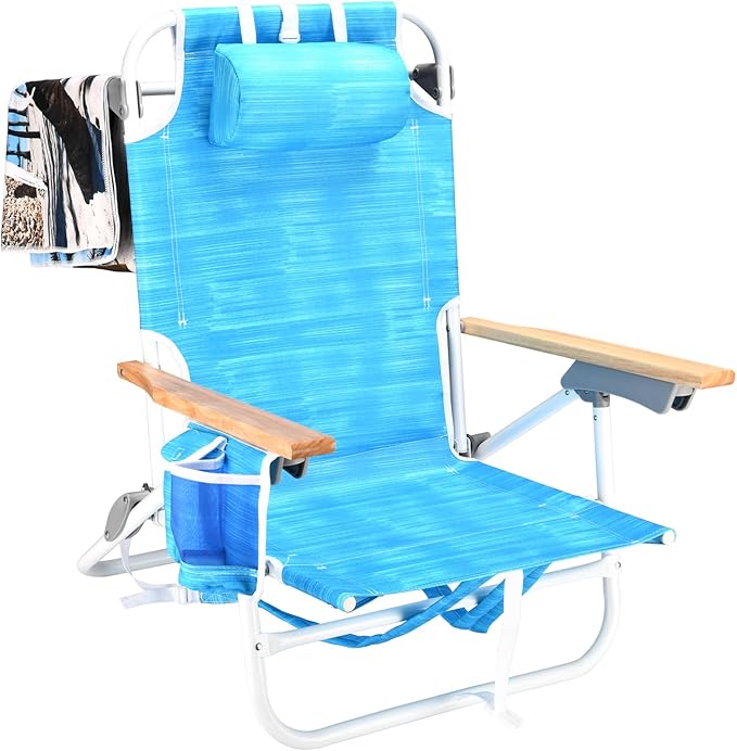 1PCS Backpack Beach Chairs for Adults Beach Towel Backpack Beach Chairs for Adults 5 Position Chair with Pouch Folding Lightweight Positions Back Pack 13 inch high