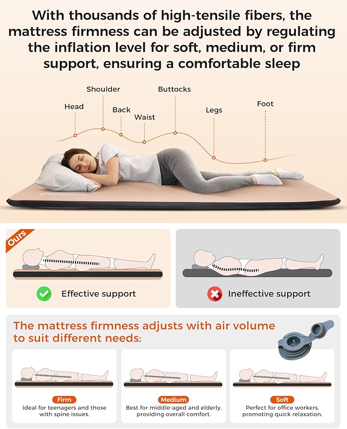 KingCamp Folding Camping Cot &amp Single-Size Sleeping Pad Inflatable Drop‑Stitch Mat