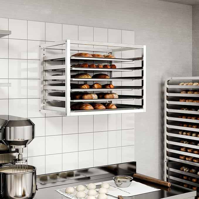 AmGood Wall Mounted Sheet/Bun Pan Rack - 28 x 18 x 21. Fits 6 Full-Size Sheet Pans. NSF